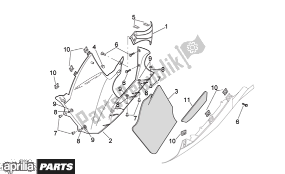 Todas as partes de Central Body Rh Fairings do Aprilia RSV Mille 396 1000 2003