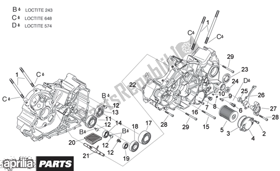 All parts for the Crankcases Ii of the Aprilia RSV Mille 396 1000 2003