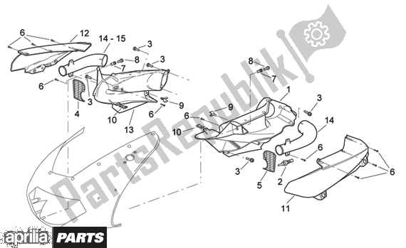 All parts for the Front Body Duct of the Aprilia RSV Mille 396 1000 2003