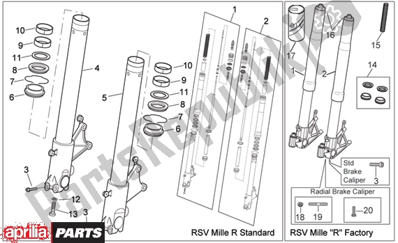 Alle Teile für das Front Fork Ii des Aprilia RSV Mille 396 1000 2003
