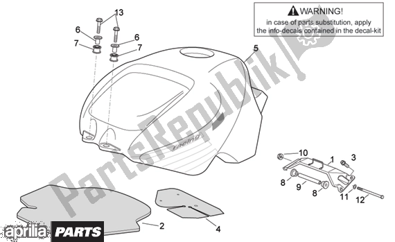 Tutte le parti per il Fuel Tank I del Aprilia RSV Mille 396 1000 2003