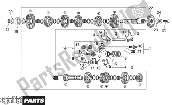 Wszystkie części do Gear Box Selector Aprilia RSV Mille 396 1000 2003