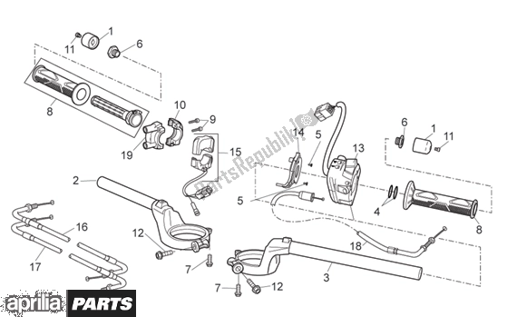 Alle onderdelen voor de Handlebar van de Aprilia RSV Mille 396 1000 2003