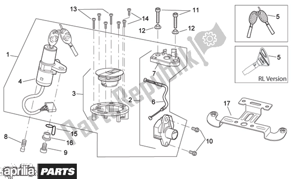 All parts for the Lock Hardware Kit of the Aprilia RSV Mille 396 1000 2003