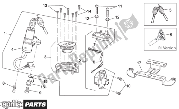 Toutes les pièces pour le Lock Hardware Kit du Aprilia RSV Mille 396 1000 2003