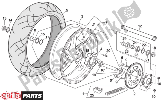 All parts for the Rear Wheel Rsv Mille Version of the Aprilia RSV Mille 396 1000 2003