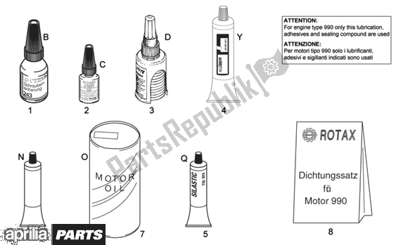 Todas as partes de Sealing And Lubricating Agents do Aprilia RSV Mille 396 1000 2003