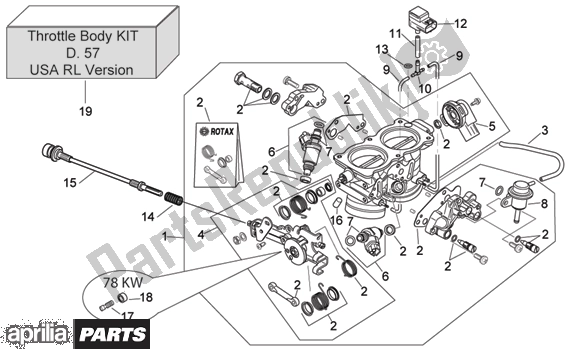 All parts for the Throttle Body of the Aprilia RSV Mille 396 1000 2003