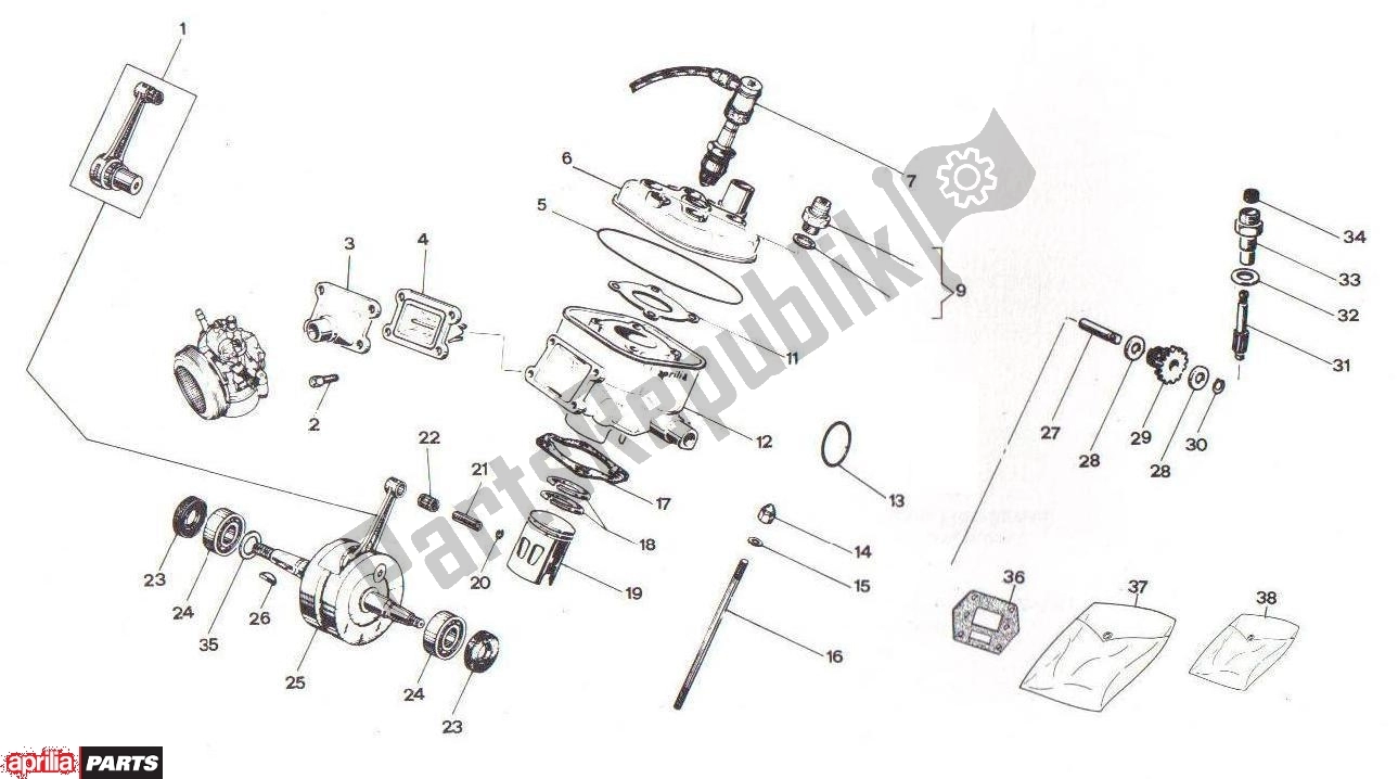 Alle onderdelen voor de Cylinder Head Round Crankshaft Piston Cilindro Testa Albero Motore Pistone van de Aprilia RV3/4 700 50 1986 - 1992