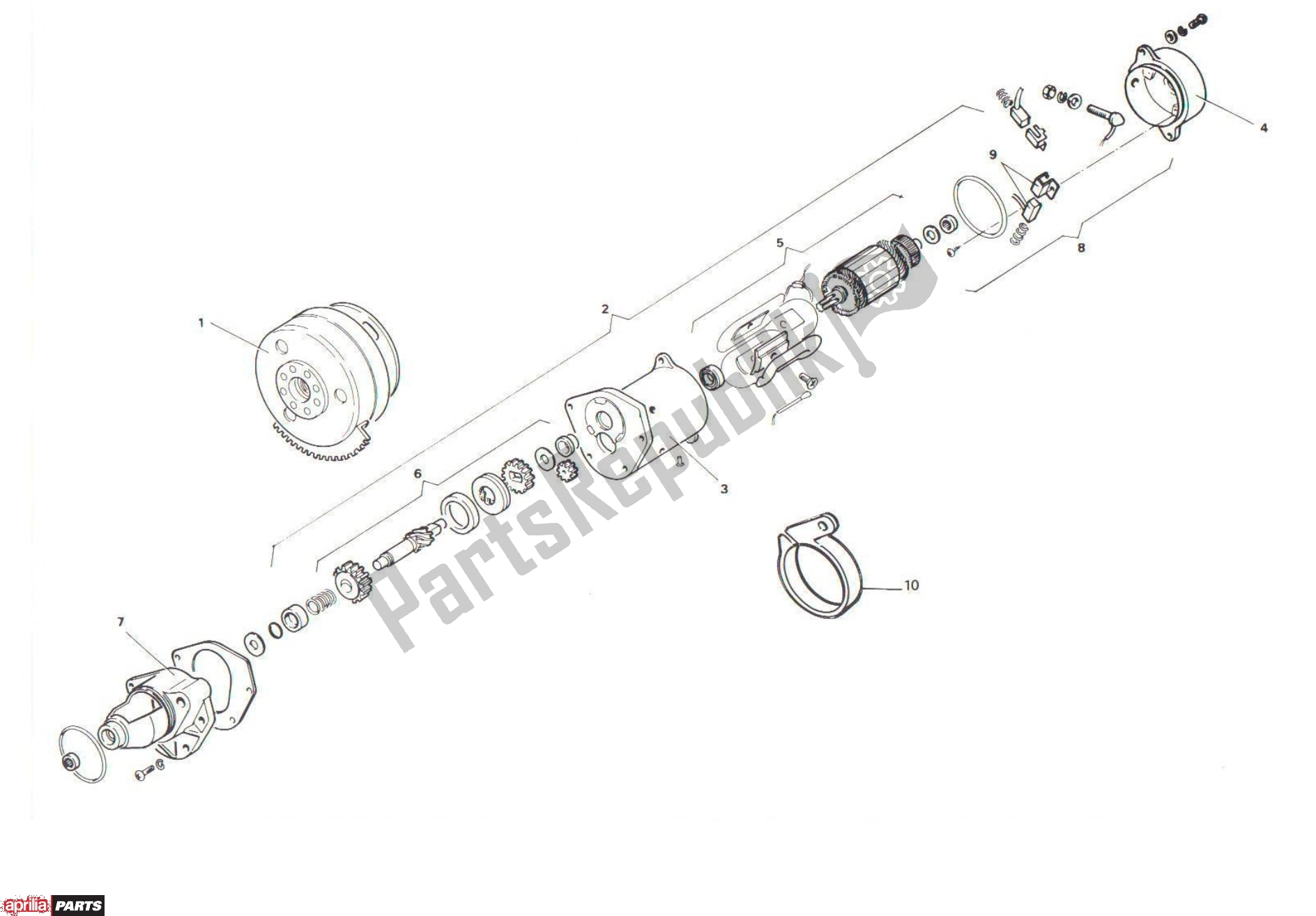 Todas as partes de Starter do Aprilia RV3/4 700 50 1986 - 1992