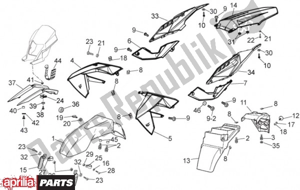 Alle onderdelen voor de Bekledingen van de Aprilia RX-SX 74 50 2011 - 2012