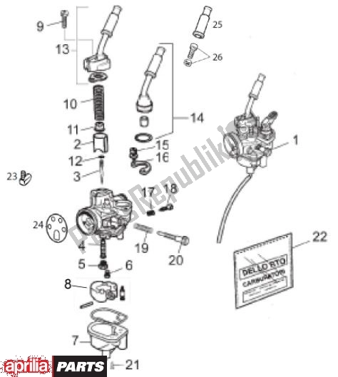 Alle onderdelen voor de Carburateur van de Aprilia RX-SX 74 50 2011 - 2012