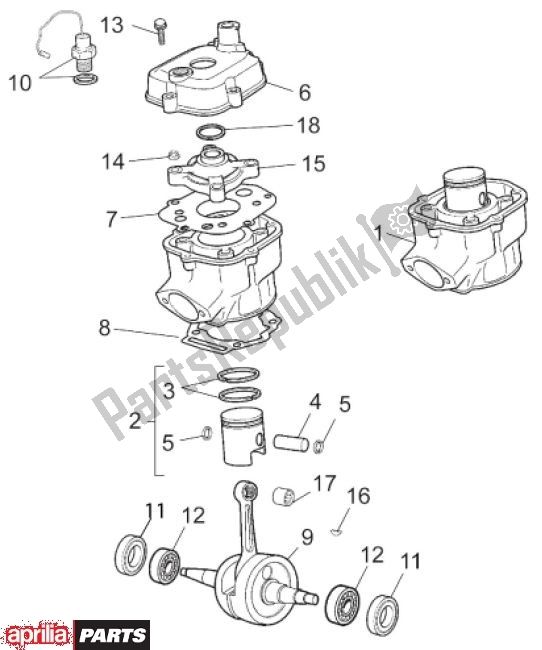 Alle onderdelen voor de Cilinder van de Aprilia RX-SX 74 50 2011 - 2012