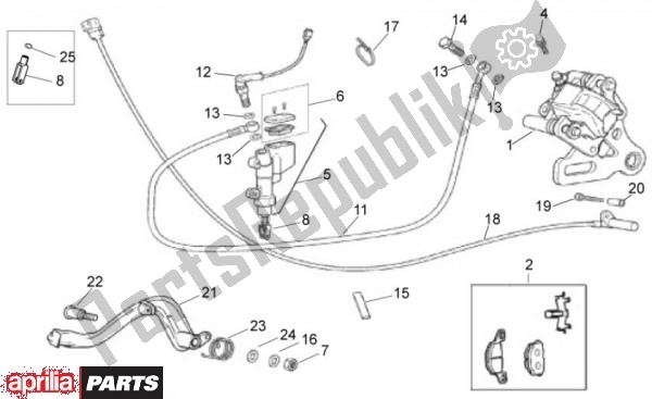 All parts for the Remsysteem Achteraan of the Aprilia RX-SX 74 50 2011 - 2012