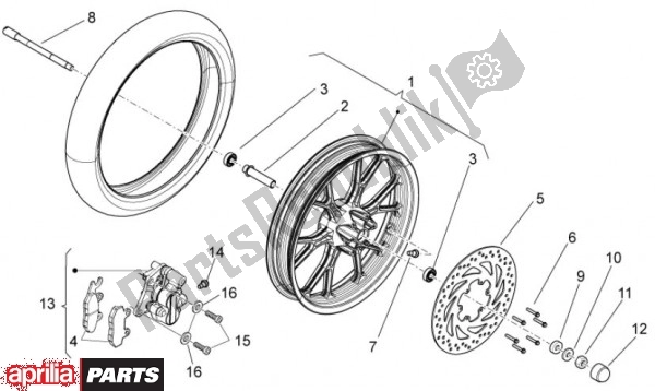 All parts for the Front Wheel of the Aprilia RX-SX 74 50 2011 - 2012