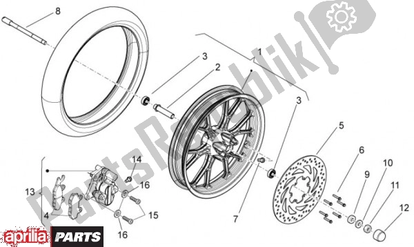 Alle Teile für das Vorderrad des Aprilia RX-SX 74 50 2011 - 2012