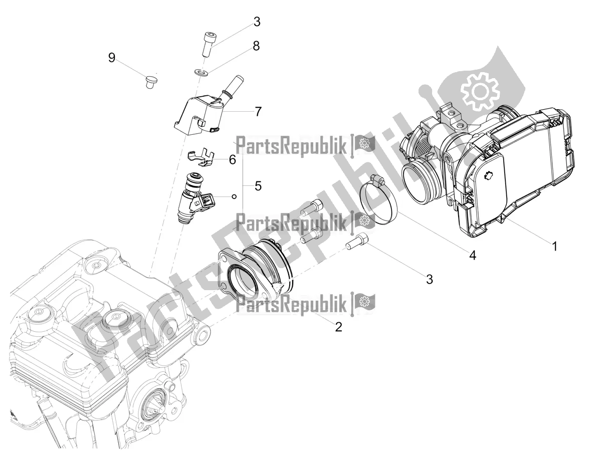All parts for the Throttle Body of the Aprilia RX 125 2018
