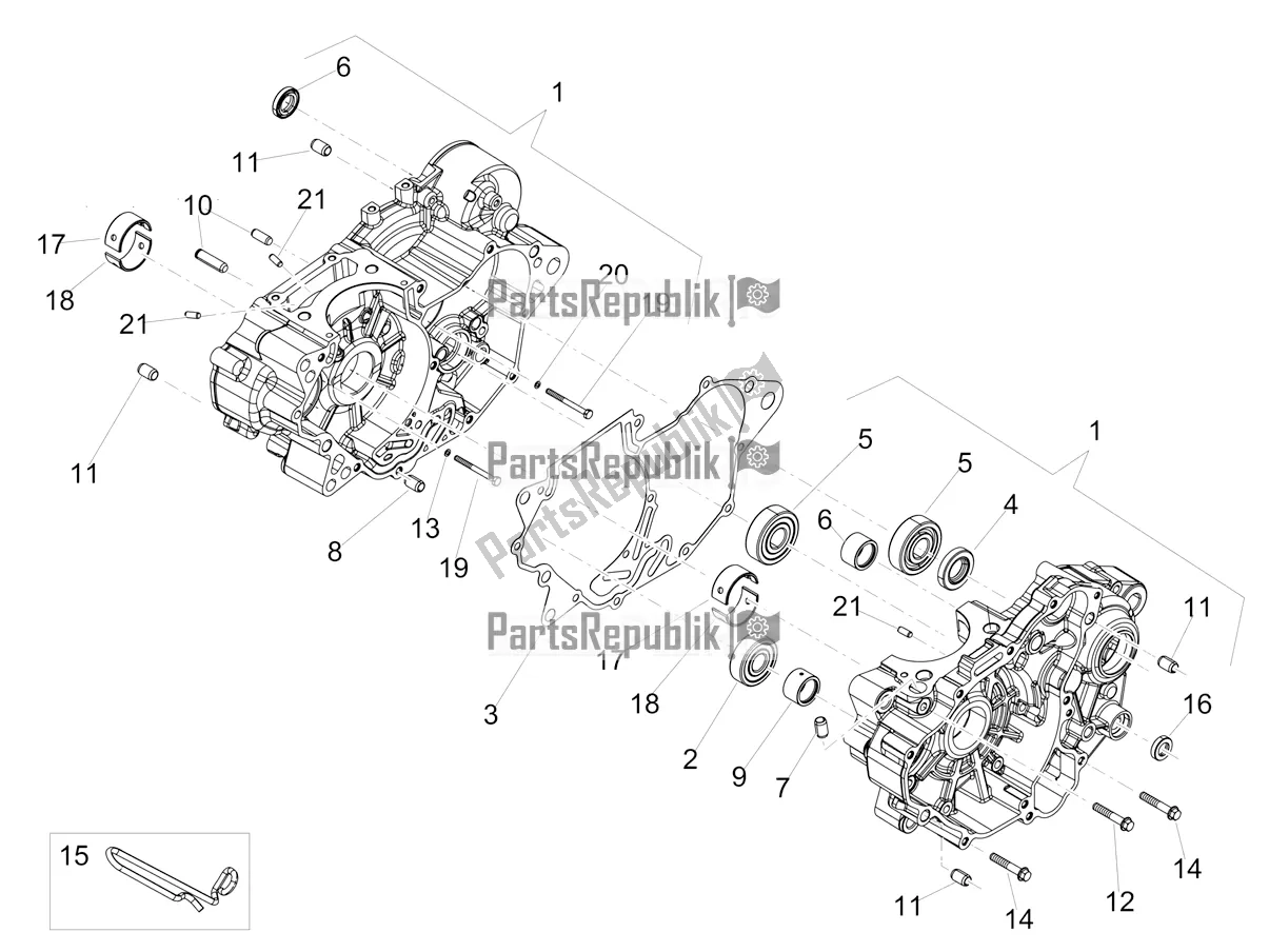 All parts for the Crankcases I of the Aprilia RX 125 2019