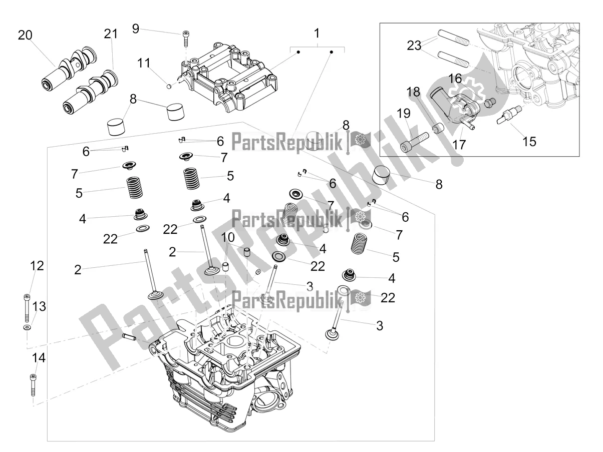 Alle onderdelen voor de Cilinderkop - Kleppen van de Aprilia RX 125 2019