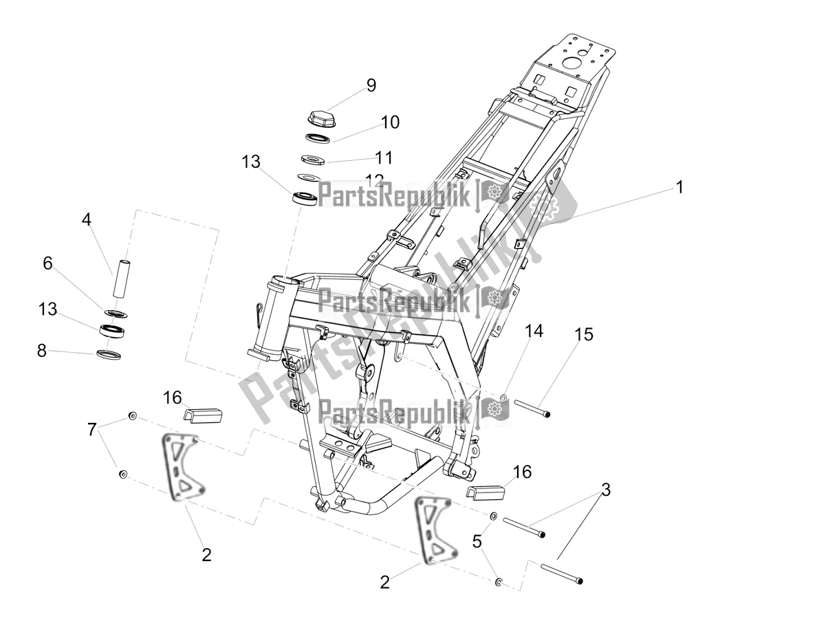 All parts for the Frame of the Aprilia RX 125 2019