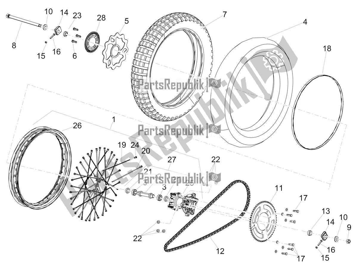 Toutes les pièces pour le Roue Arrière du Aprilia RX 125 2019