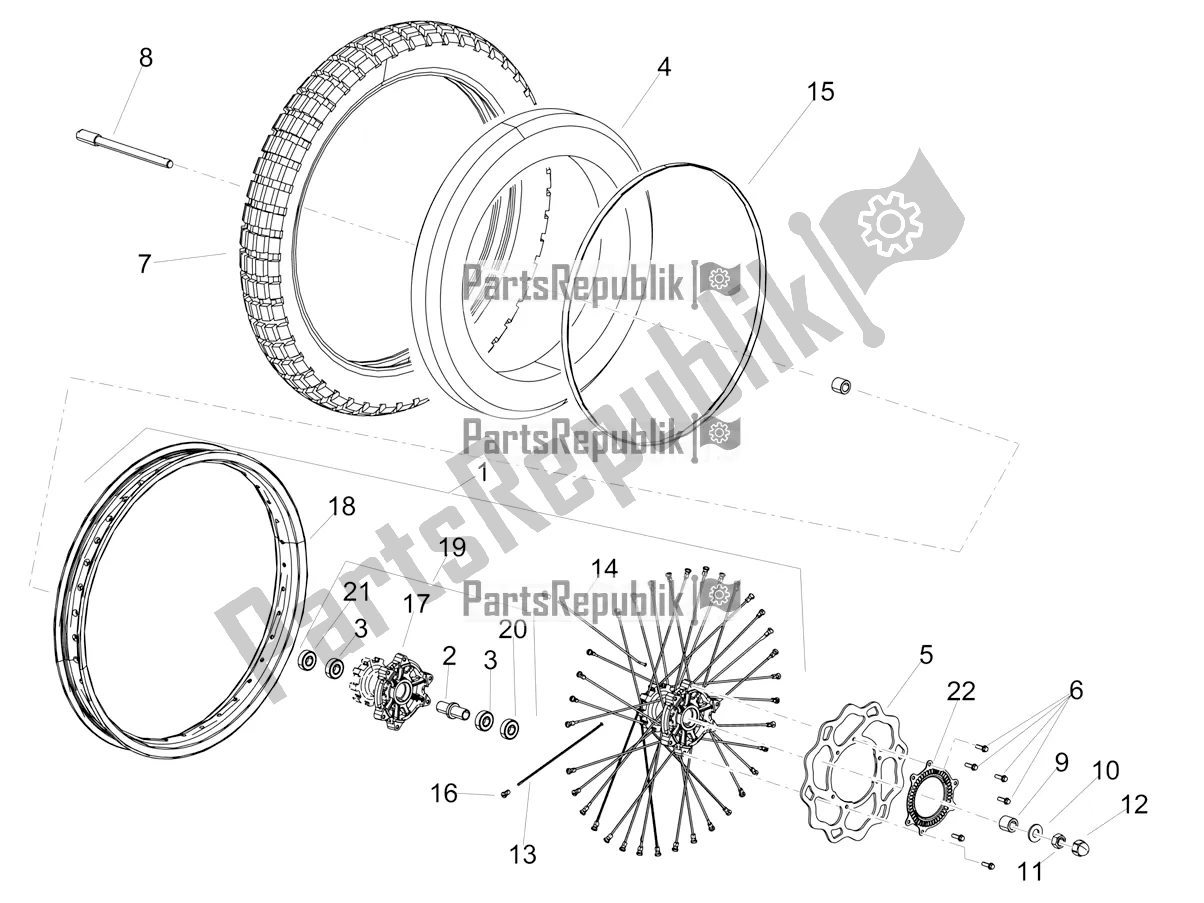 Alle onderdelen voor de Voorwiel van de Aprilia RX 125 2020