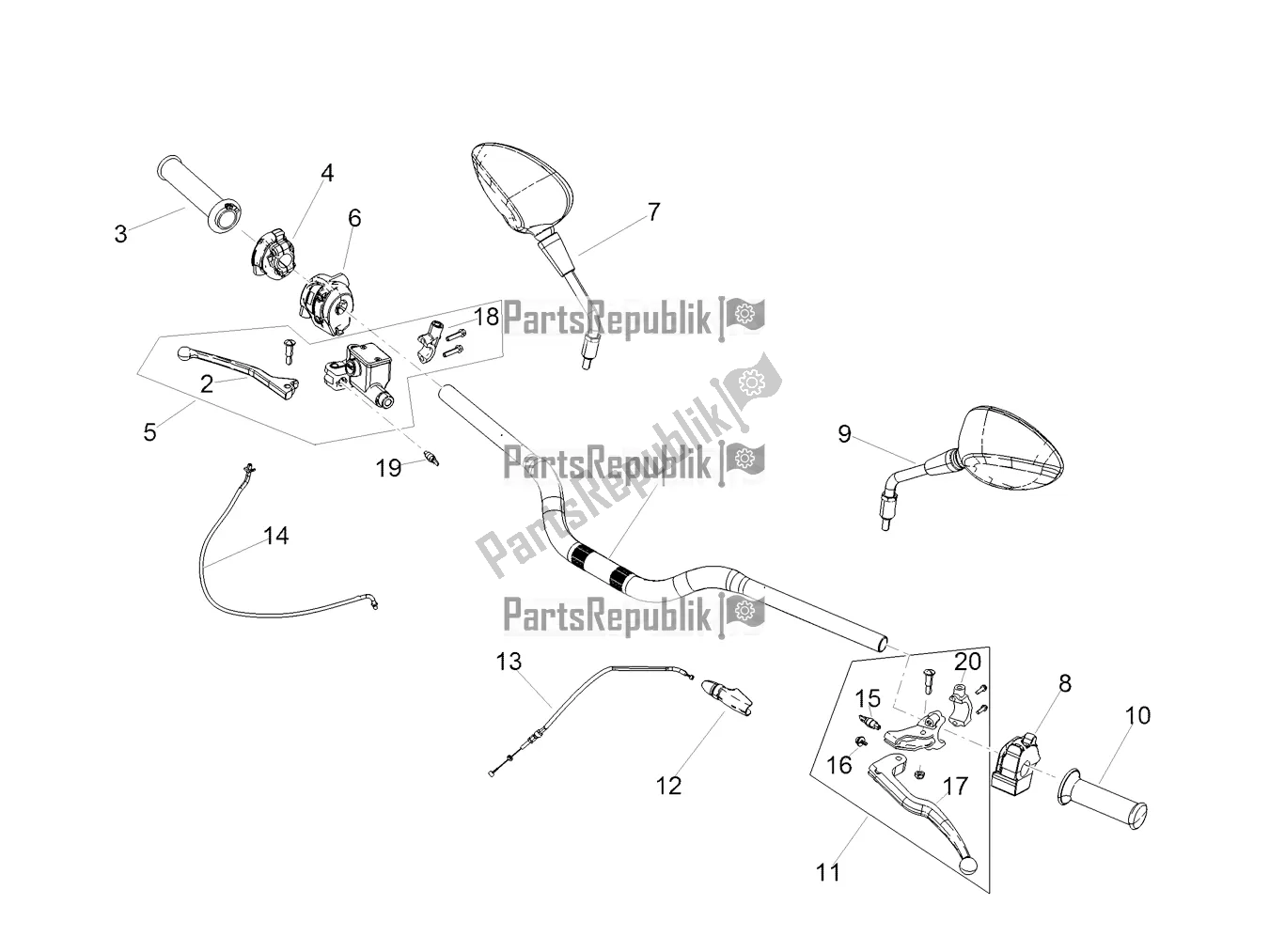 Toutes les pièces pour le Guidon Et Commandes du Aprilia RX 125 2020