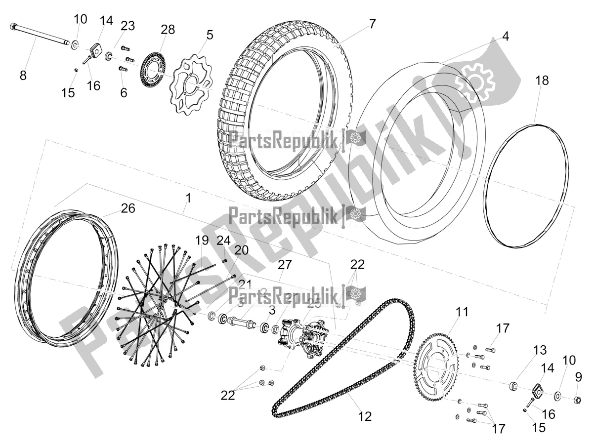 Toutes les pièces pour le Roue Arrière du Aprilia RX 125 2020