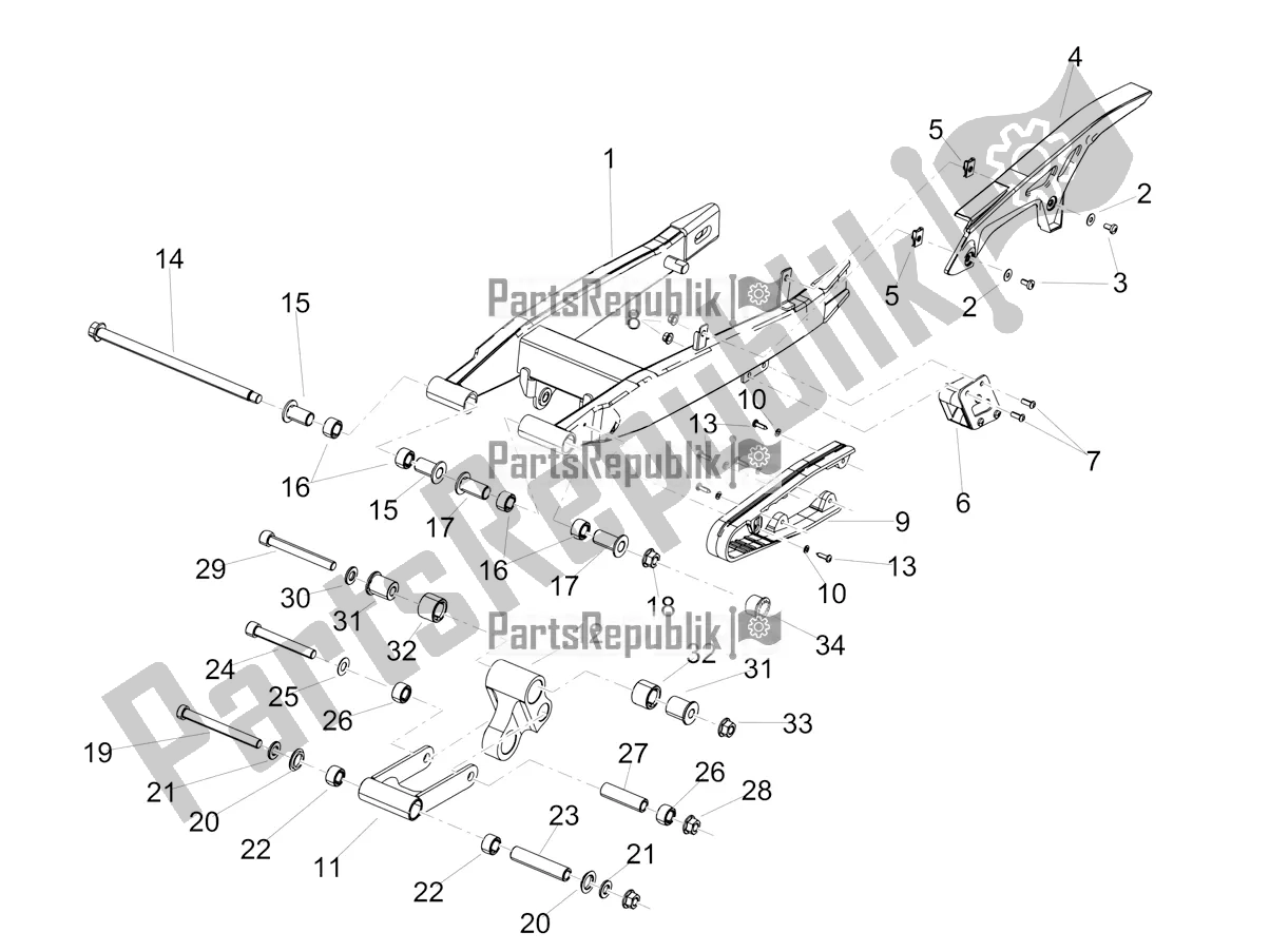 Alle onderdelen voor de Grote Vork van de Aprilia RX 125 2021