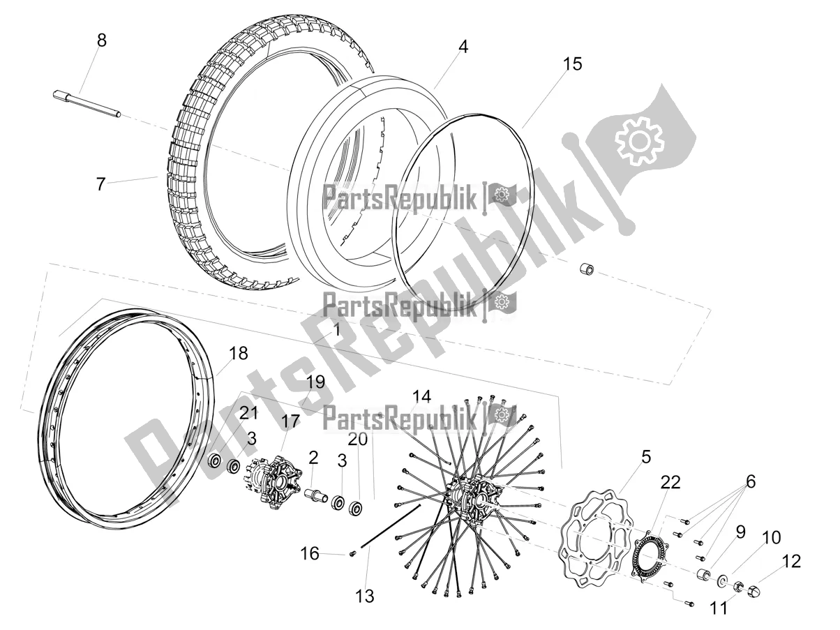 All parts for the Front Wheel of the Aprilia RX 125 2021