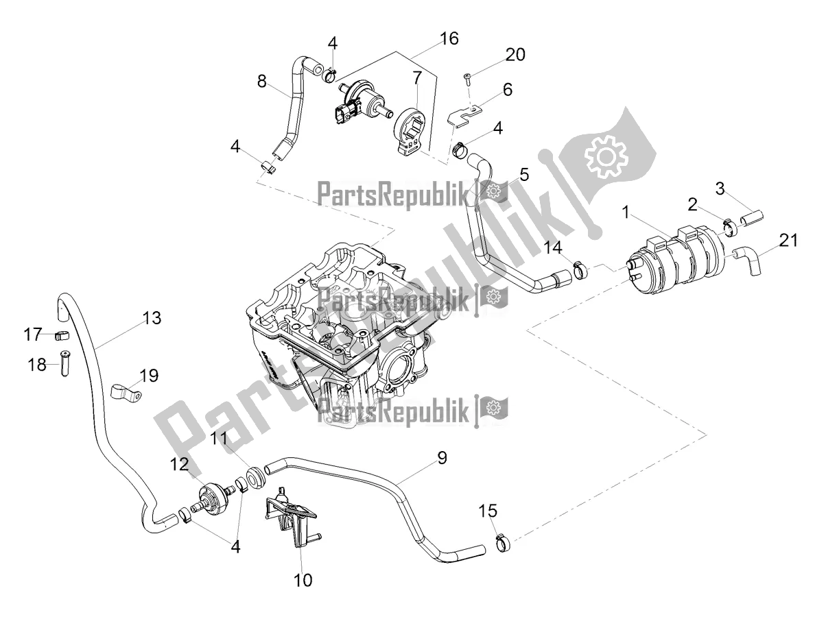 Tutte le parti per il Sistema Di Recupero Del Vapore Di Combustibile del Aprilia RX 125 2021