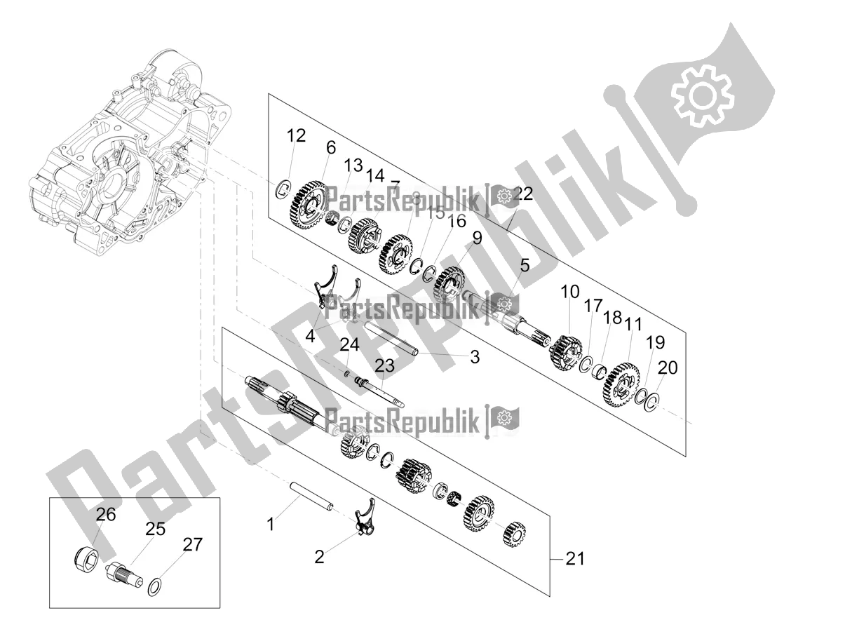 Alle onderdelen voor de Versnellingsbak - Versnellingsbak van de Aprilia RX 125 2021