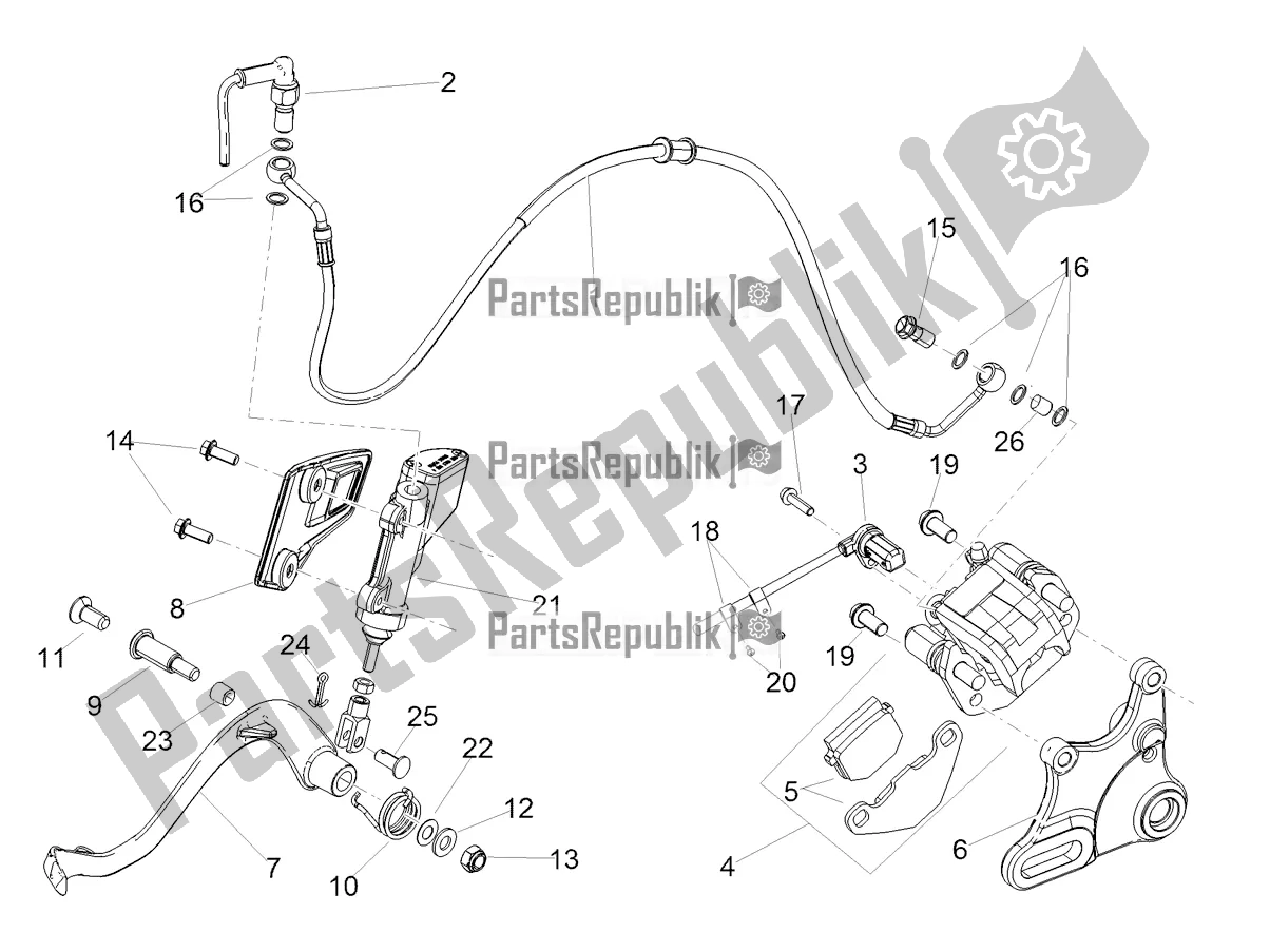 Alle Teile für das Hinterradbremssystem des Aprilia RX 125 2021