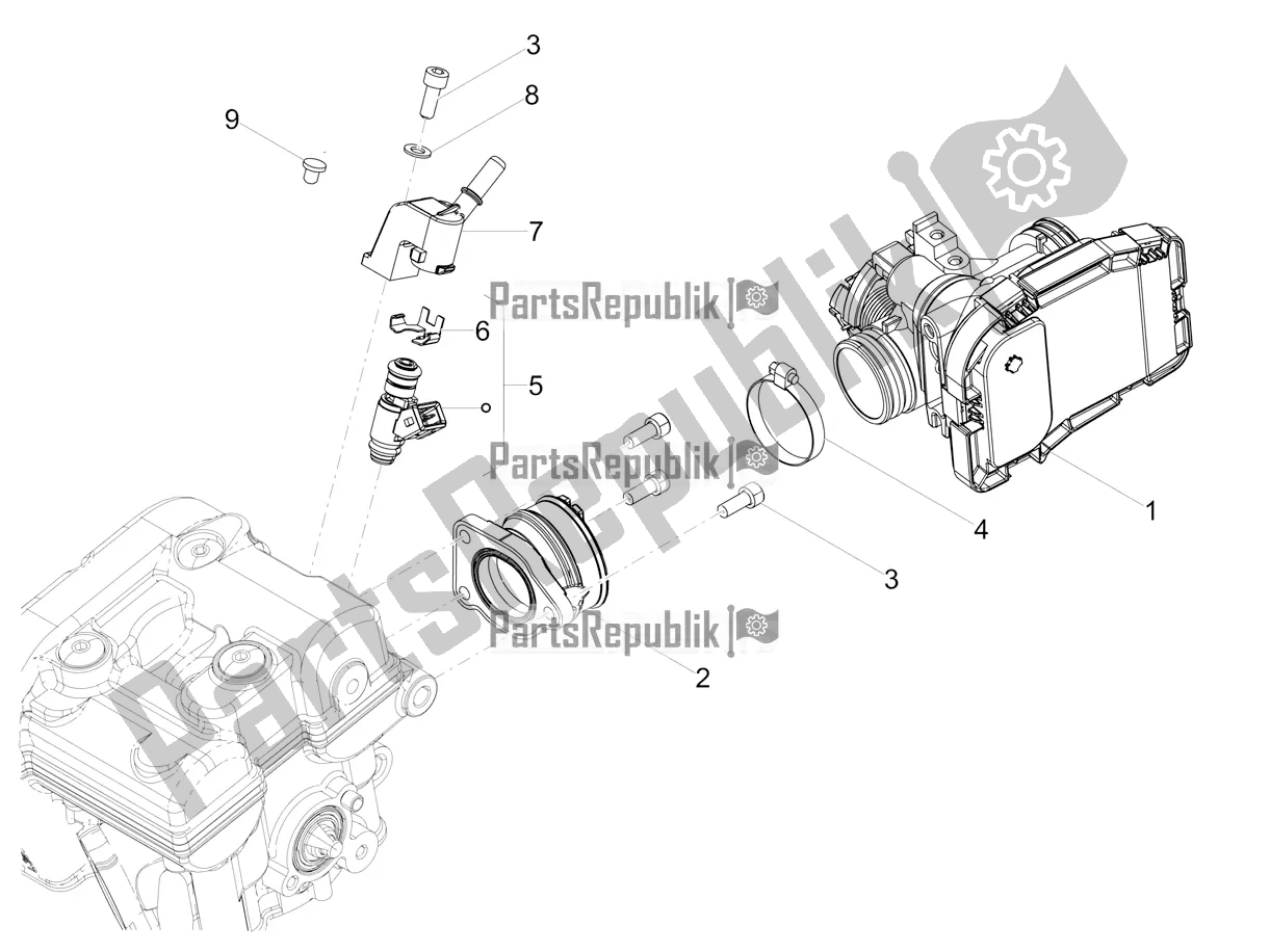 All parts for the Throttle Body of the Aprilia RX 125 2021