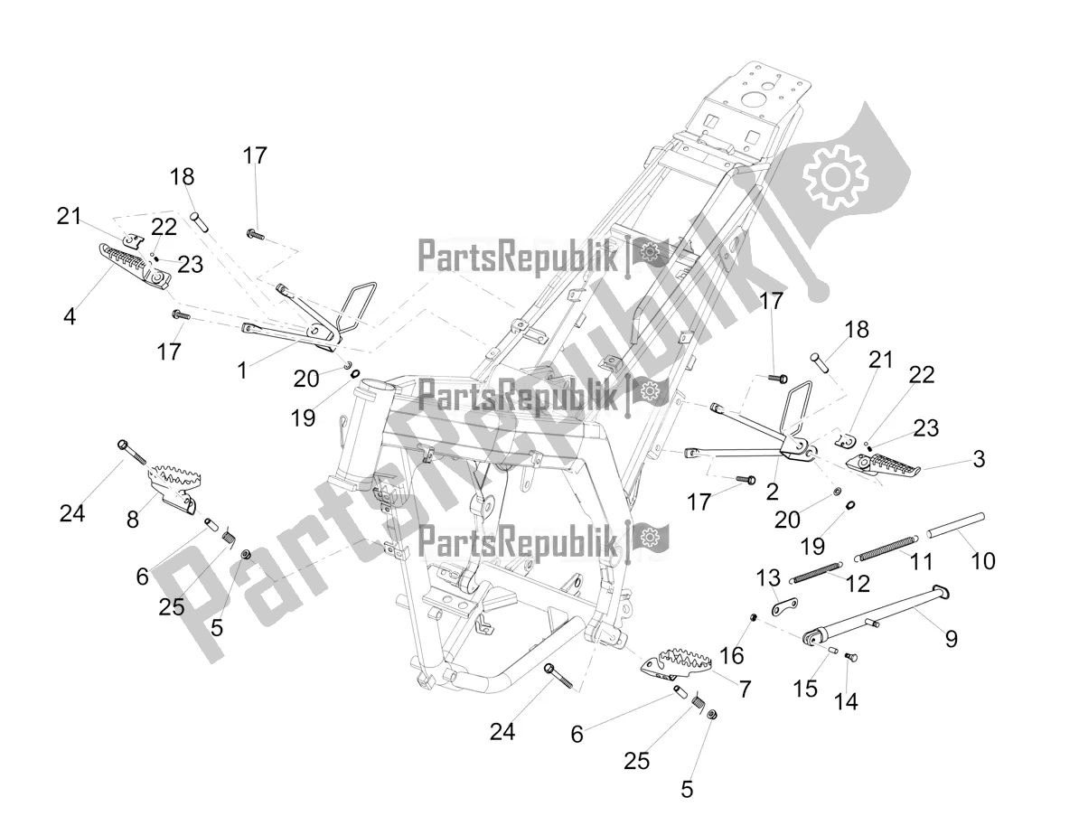 All parts for the Trestle - Footboards of the Aprilia RX 125 2021