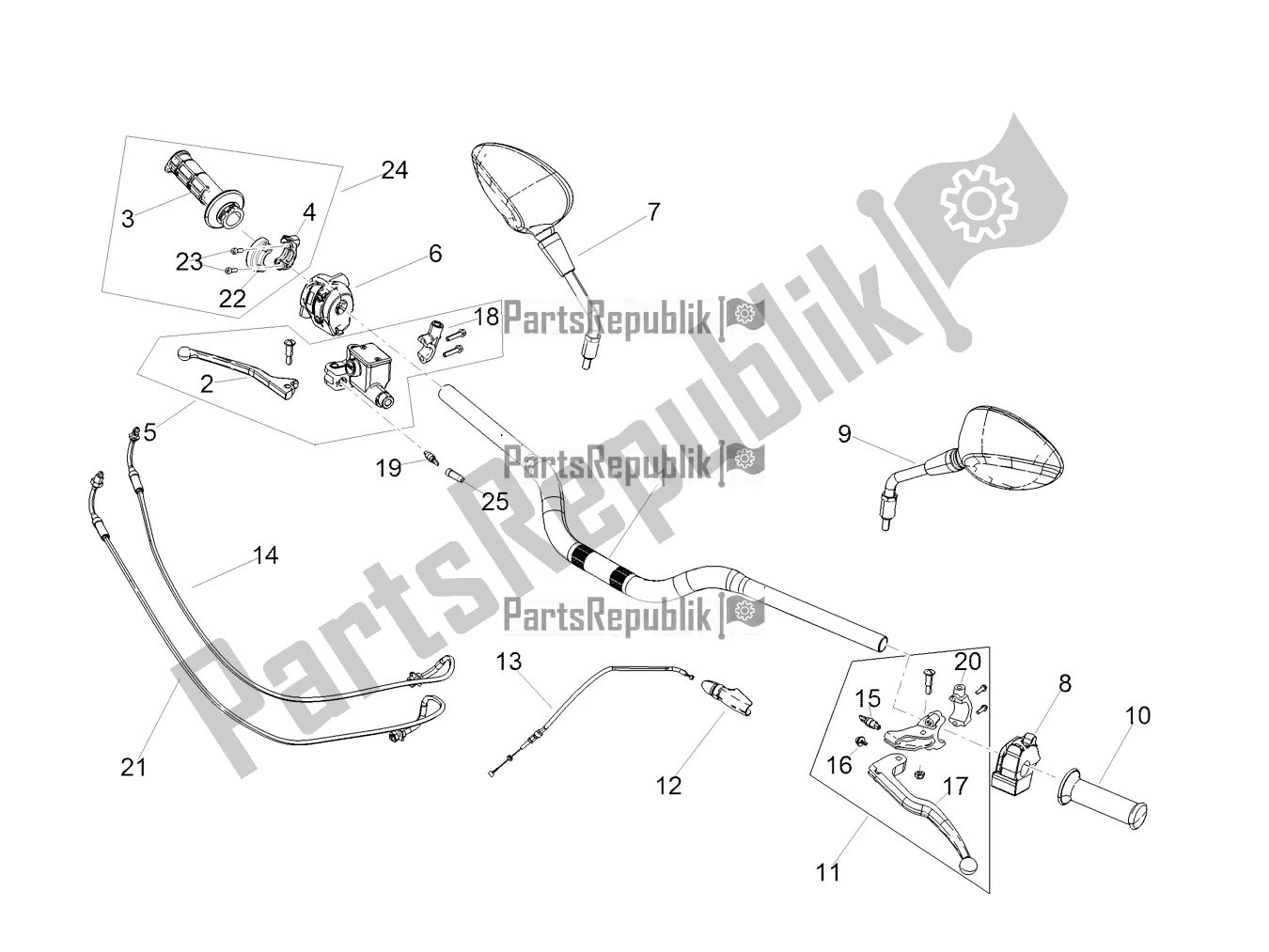 Tutte le parti per il Manubrio E Comandi del Aprilia RX 125 2022