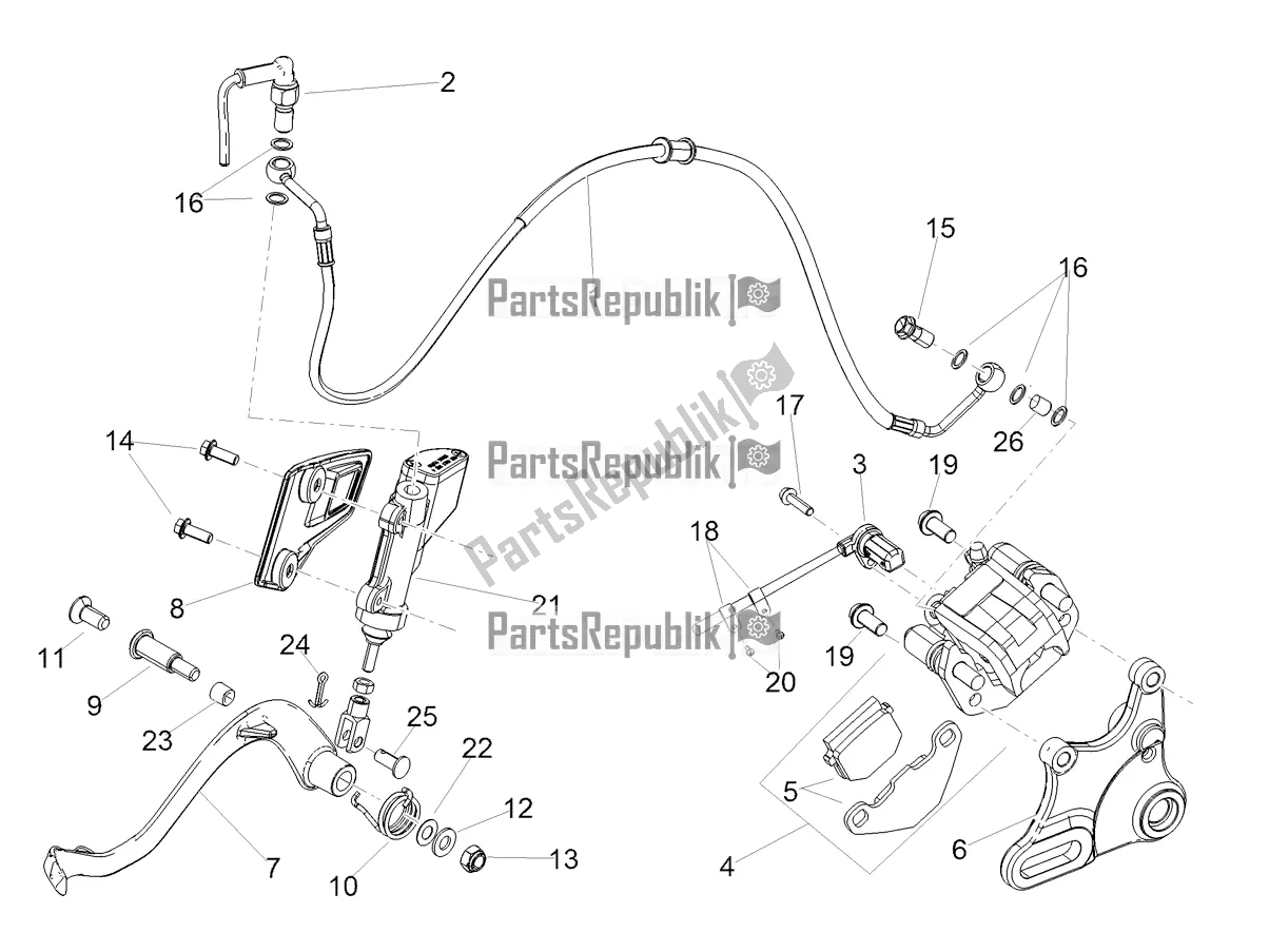 Alle Teile für das Hinterradbremssystem des Aprilia RX 125 2022