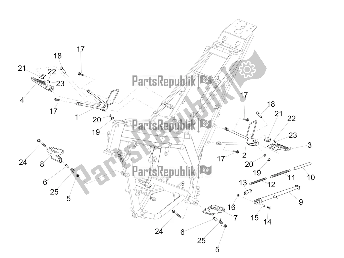 All parts for the Trestle - Footboards of the Aprilia RX 125 2022