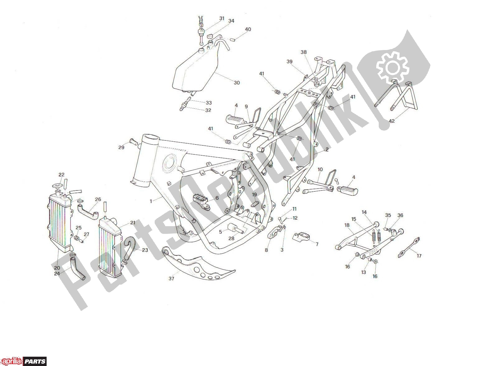 All parts for the Frame of the Aprilia RX 101 125 1989