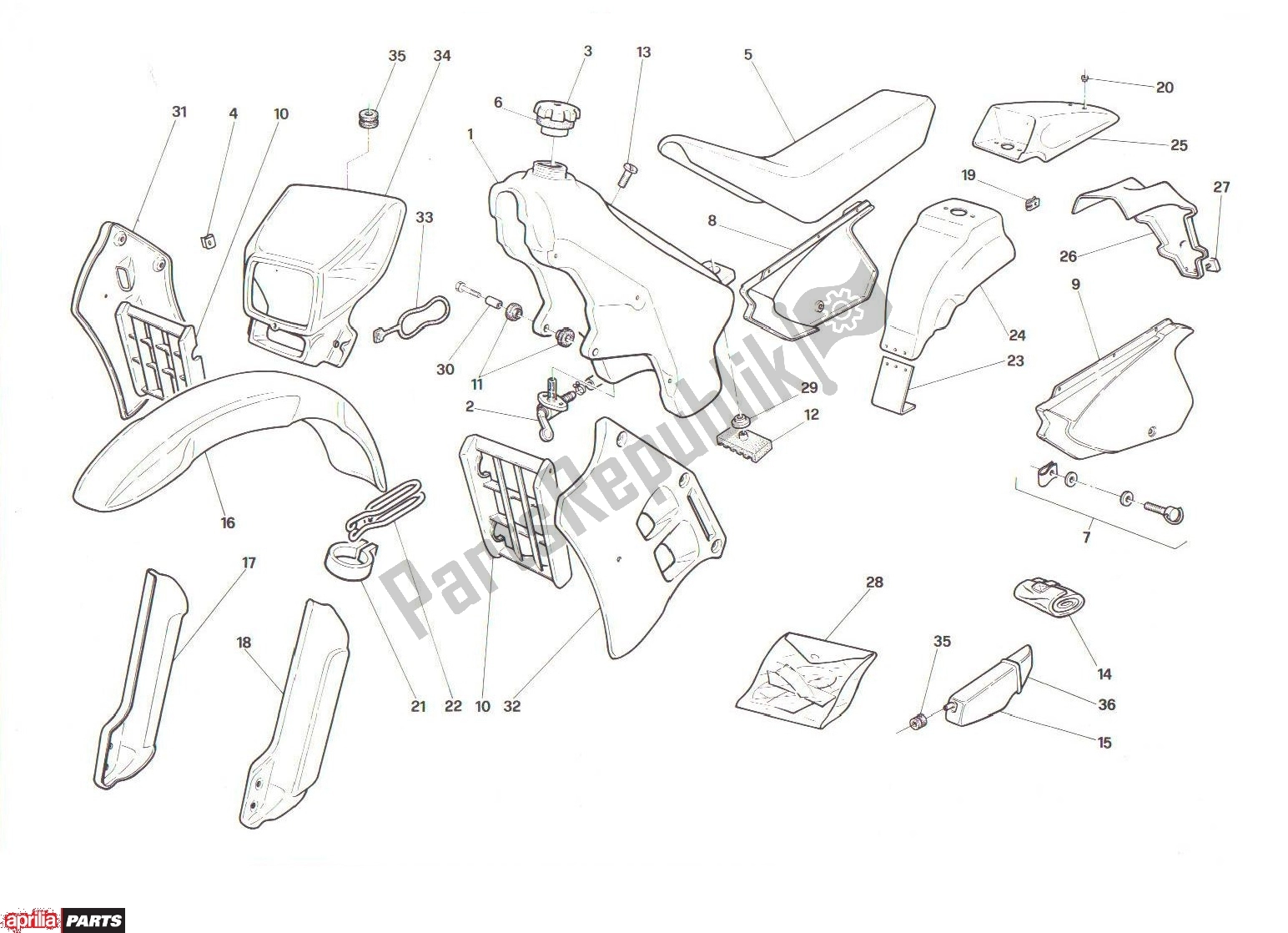 Todas las partes para Body de Aprilia RX 104 125 1991