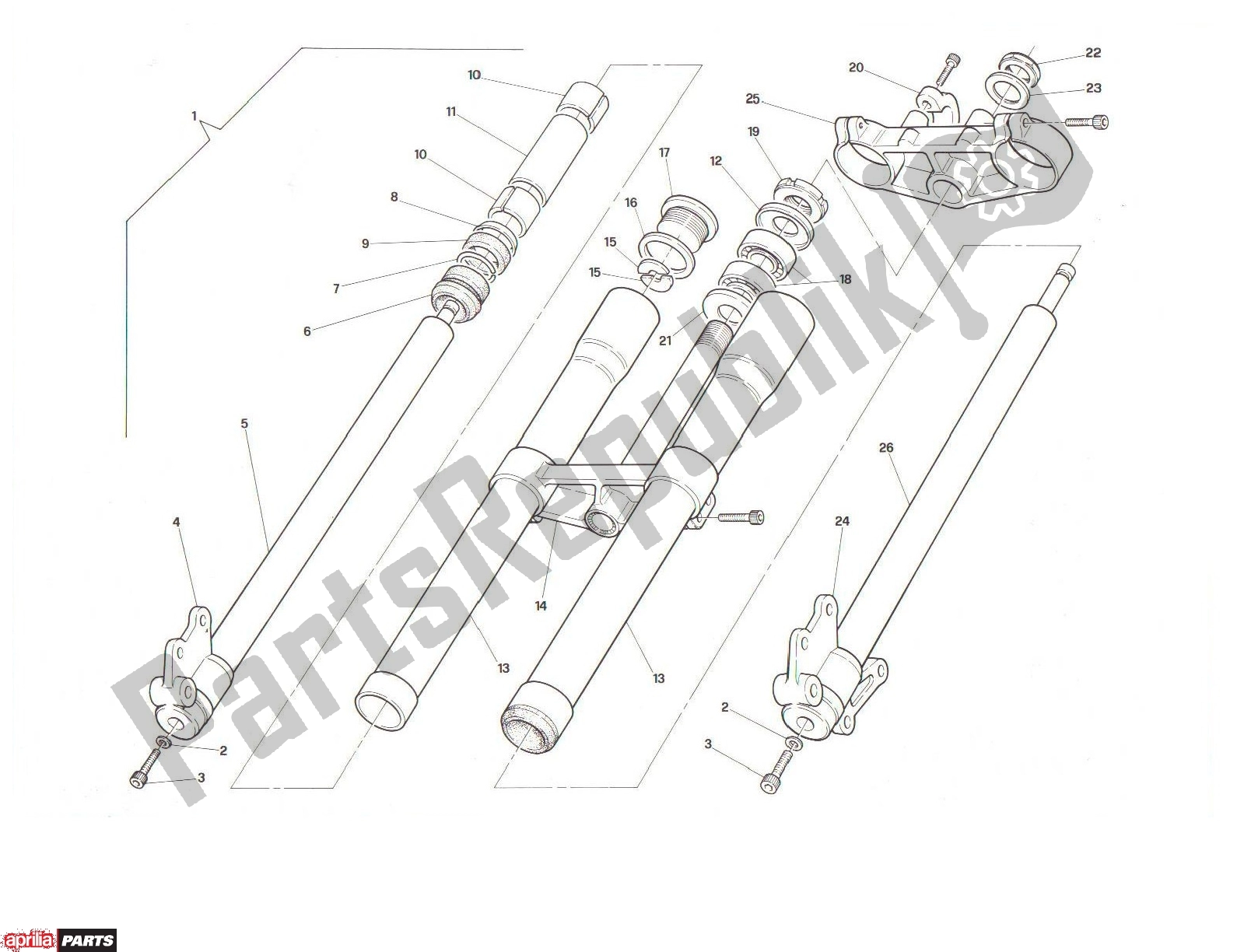 Todas as partes de Front Fork do Aprilia RX 104 125 1991