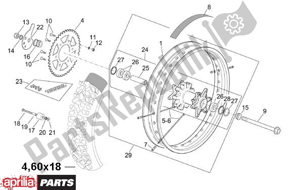 All parts for the Rear Wheel of the Aprilia RX 107 125 1994 - 1998