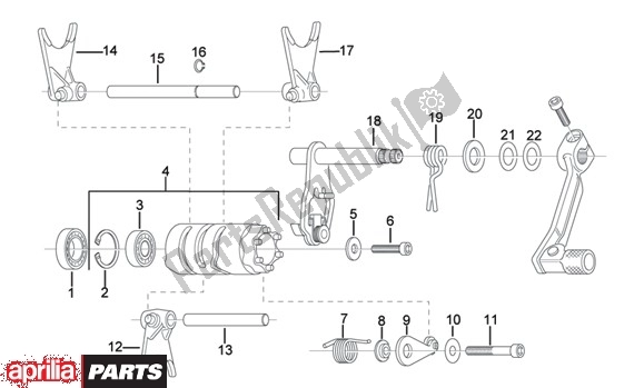 All parts for the Transmissie Schakeling of the Aprilia RX 107 125 1994 - 1998