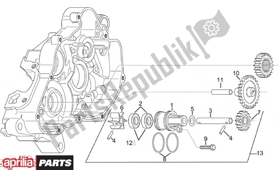 Alle onderdelen voor de Waterpomprondsel van de Aprilia RX 107 125 1994 - 1998