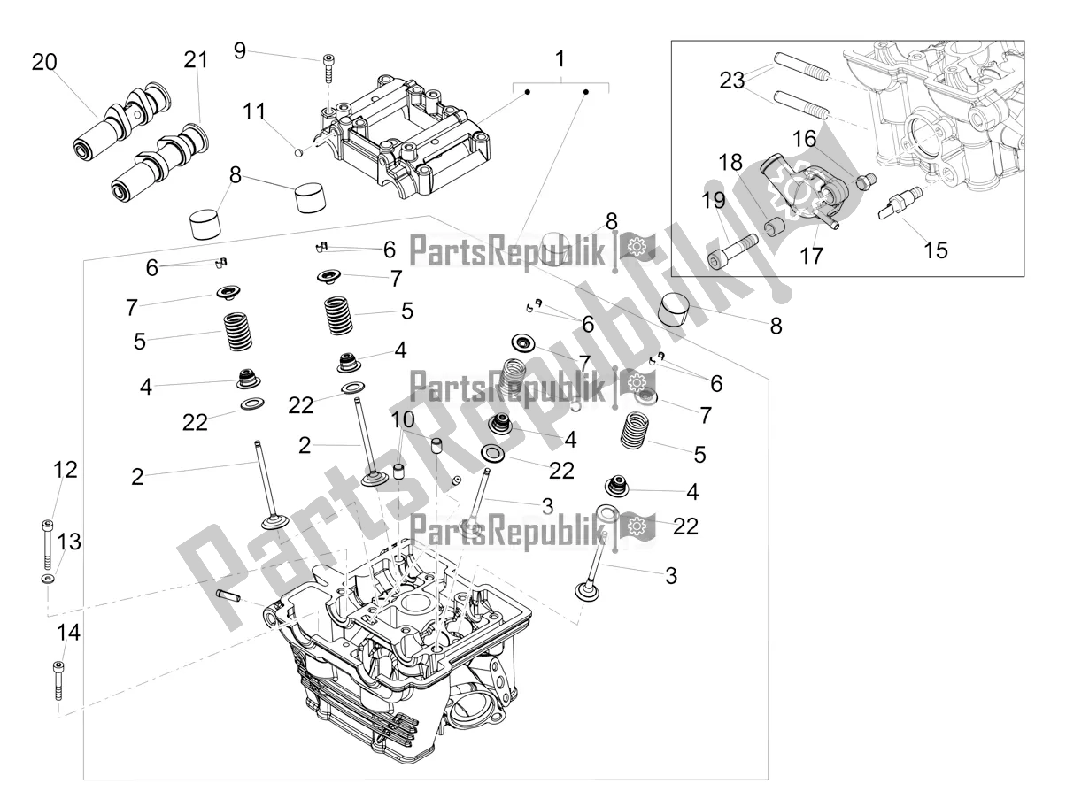 All parts for the Cylinder Head - Valves of the Aprilia RX 125 Apac 2018