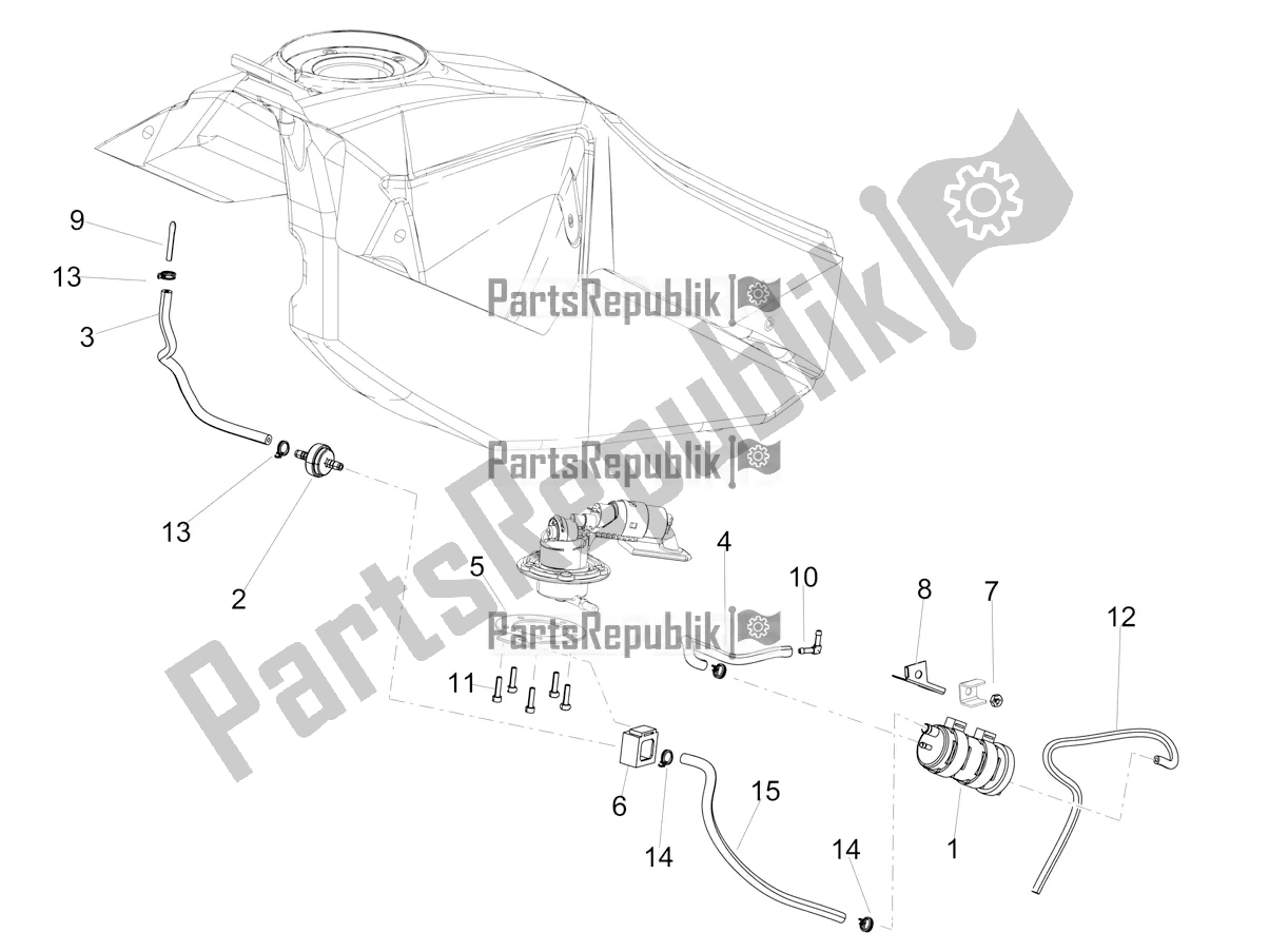 All parts for the Fuel Vapour Recover System of the Aprilia RX 125 Apac 2018