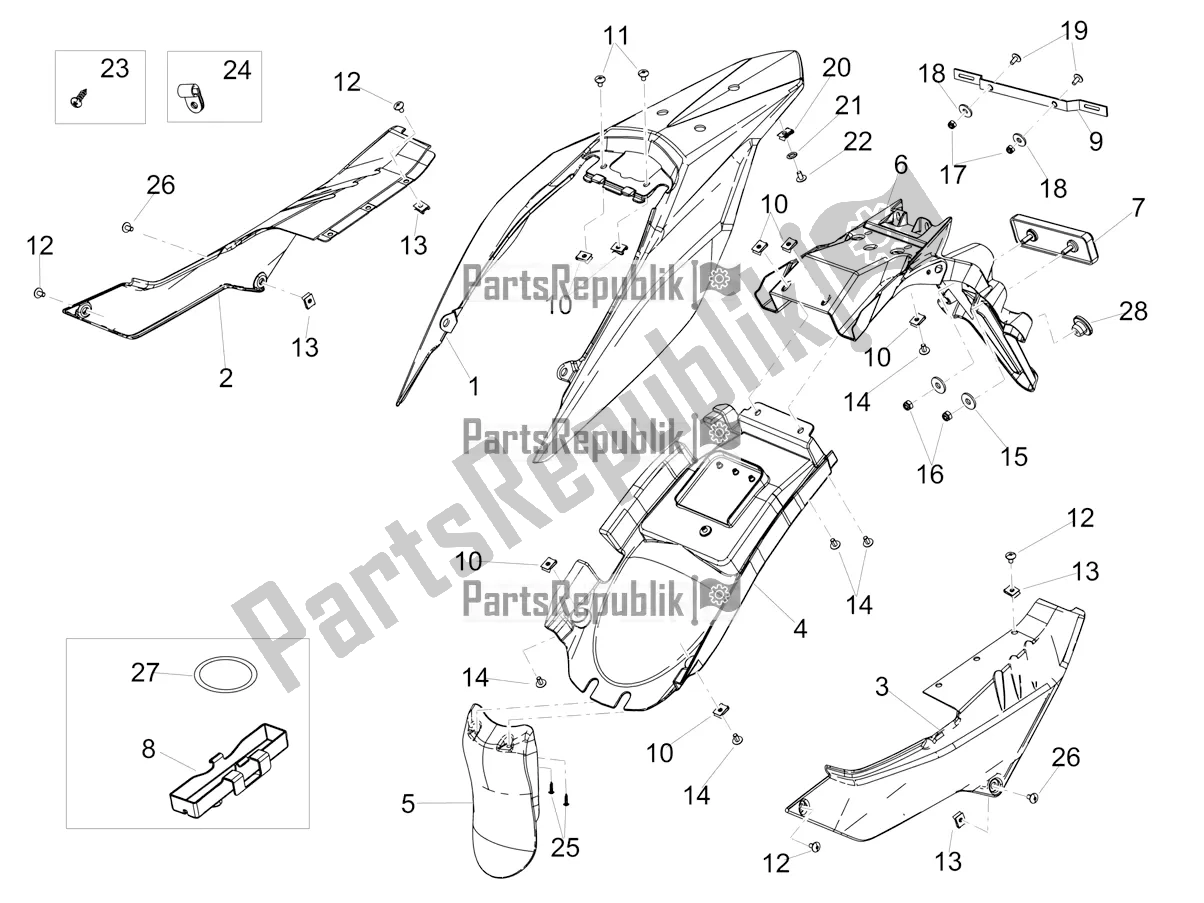 All parts for the Rear Body of the Aprilia RX 125 Apac 2018