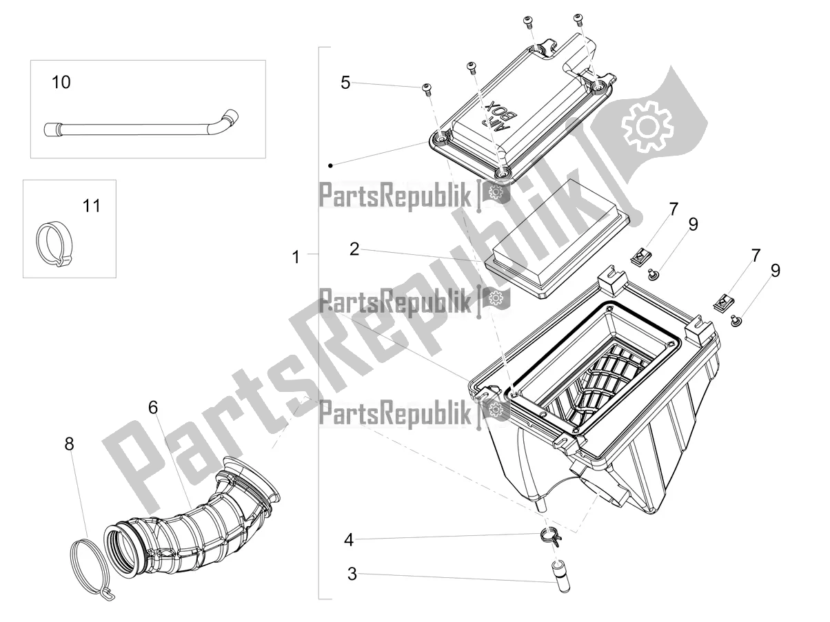 All parts for the Air Box of the Aprilia RX 125 Apac 2019