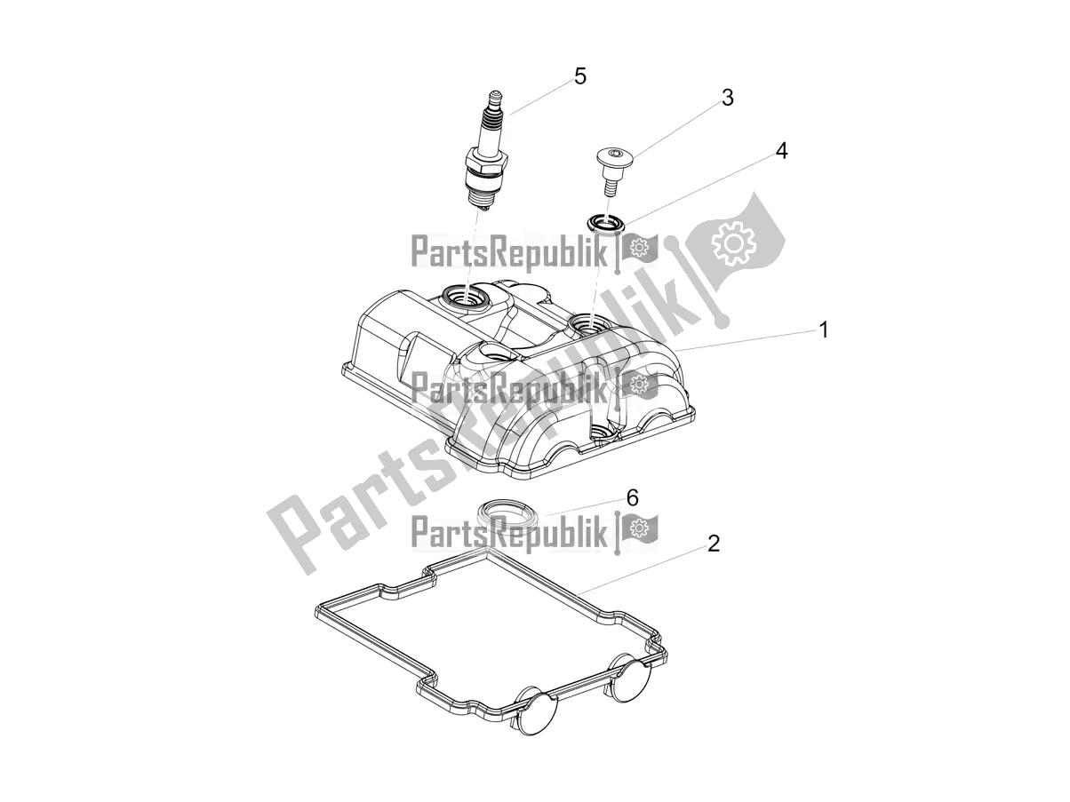 All parts for the Cylinder Head Cover of the Aprilia RX 125 Apac 2019