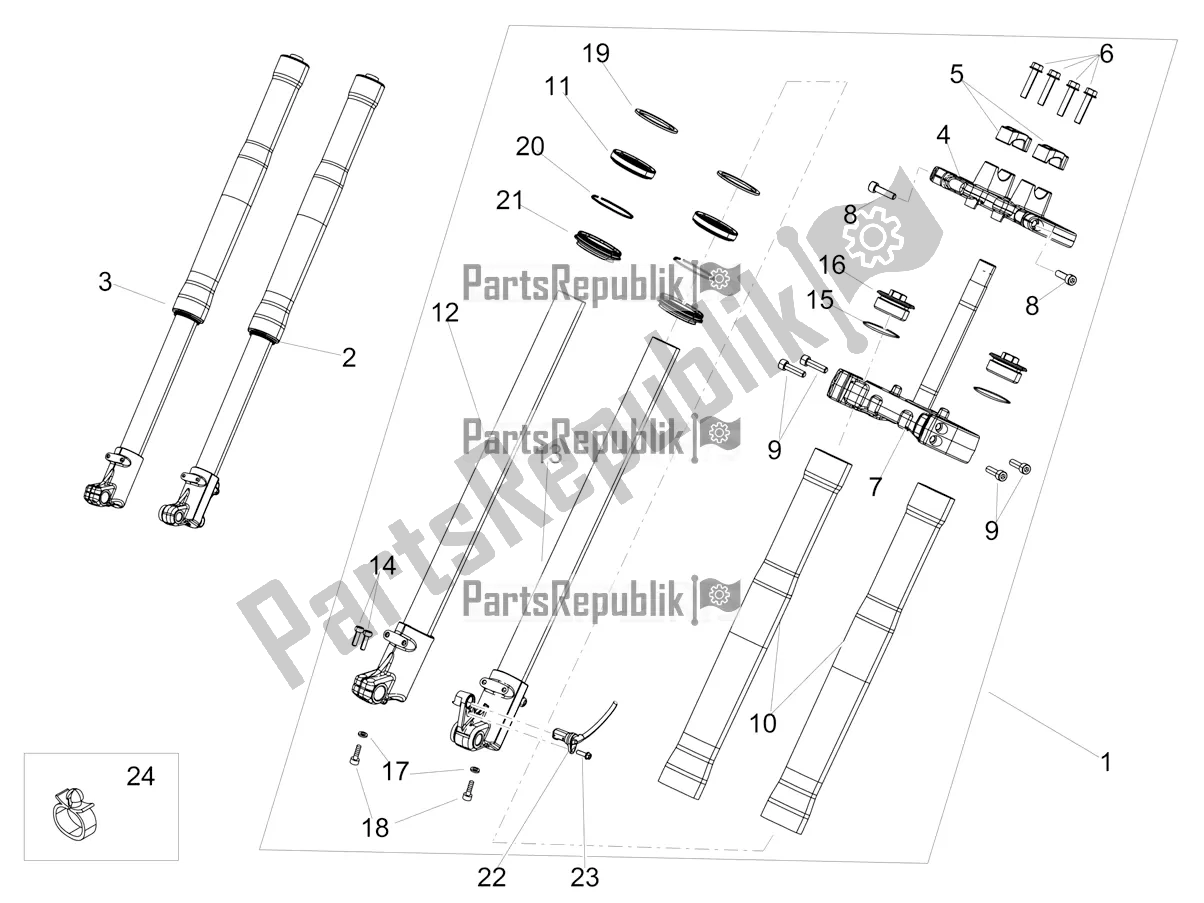 All parts for the Fork of the Aprilia RX 125 Apac 2019